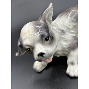 Vintage Gray White Terrier Porcelain Figurine 50s Ucagco Japan